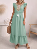 Tie Neck Ruffle Maxi