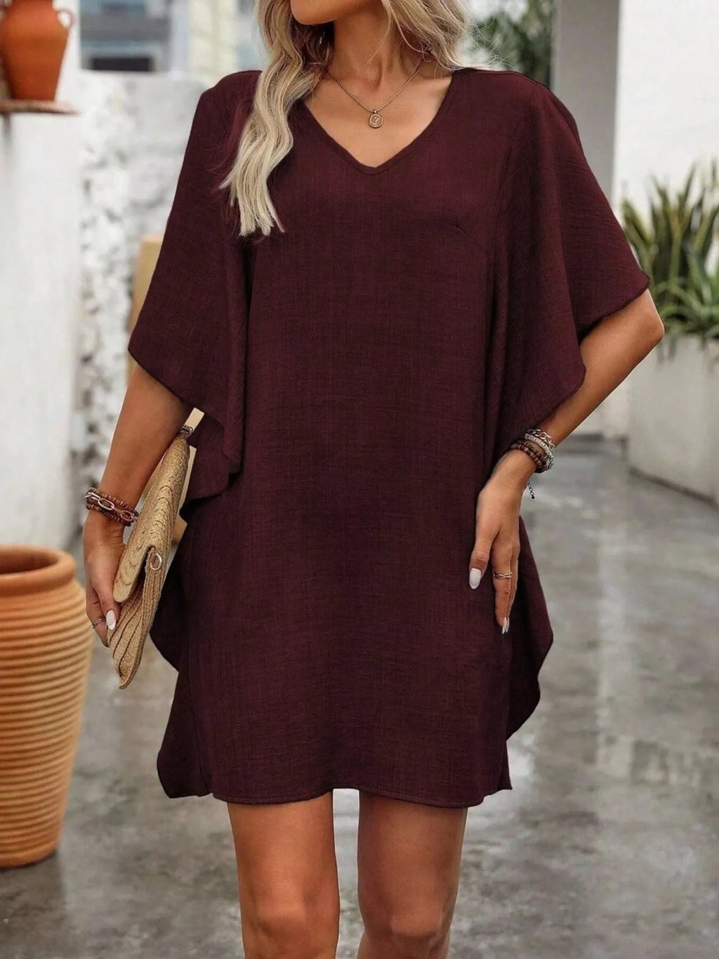 Flutter V-Neck Mini Dress — view 4