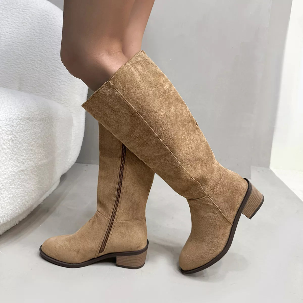 Round Toe Block Heels Boots — view 7
