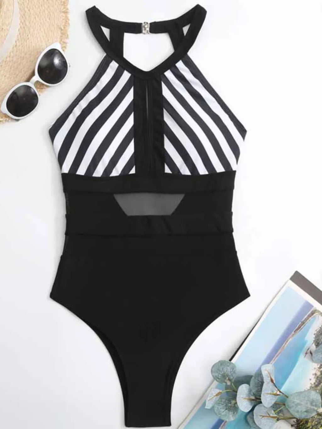 Mesh Backless Striped One-Piece — view 11