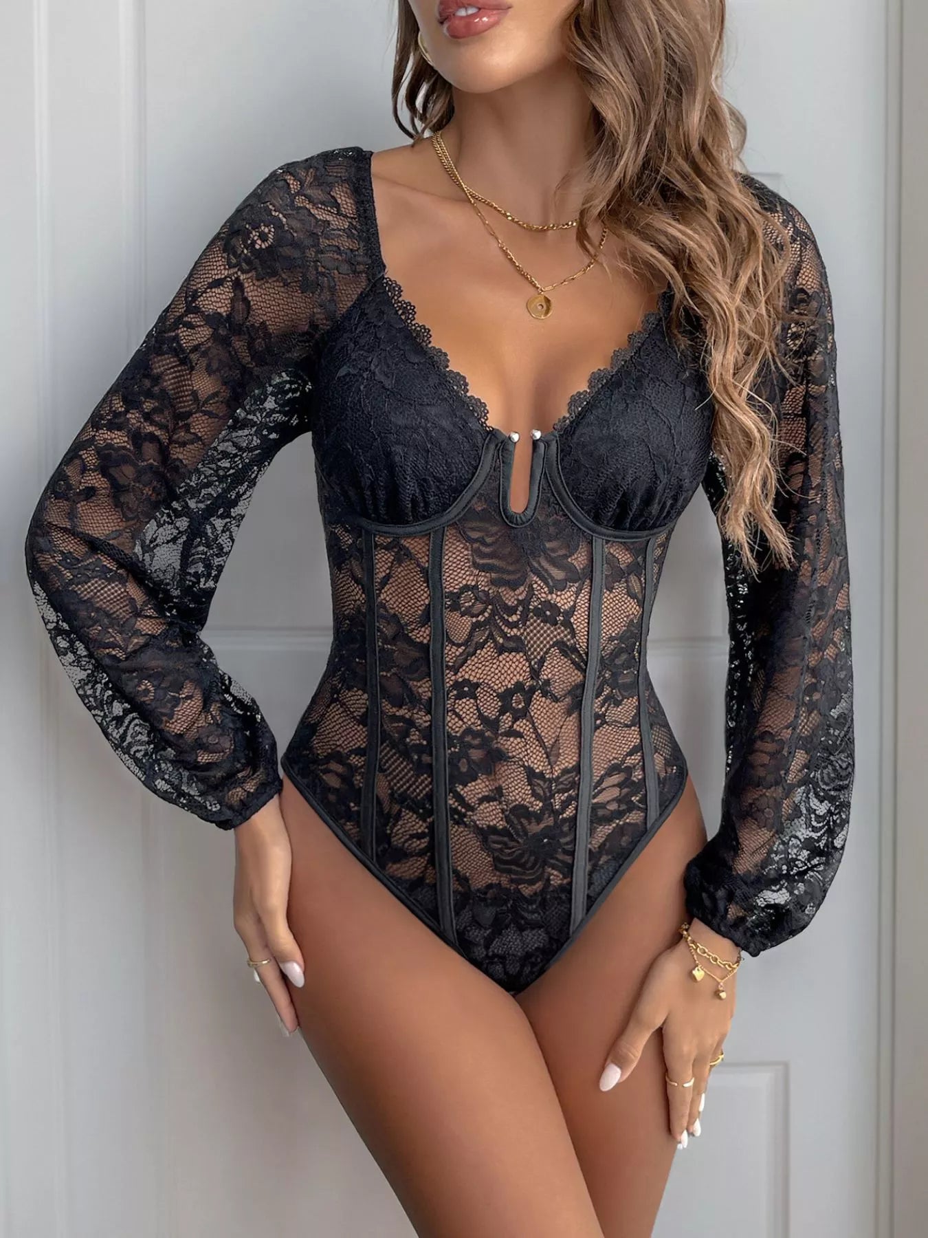 Lace Long Sleeve Bodysuit — view 5