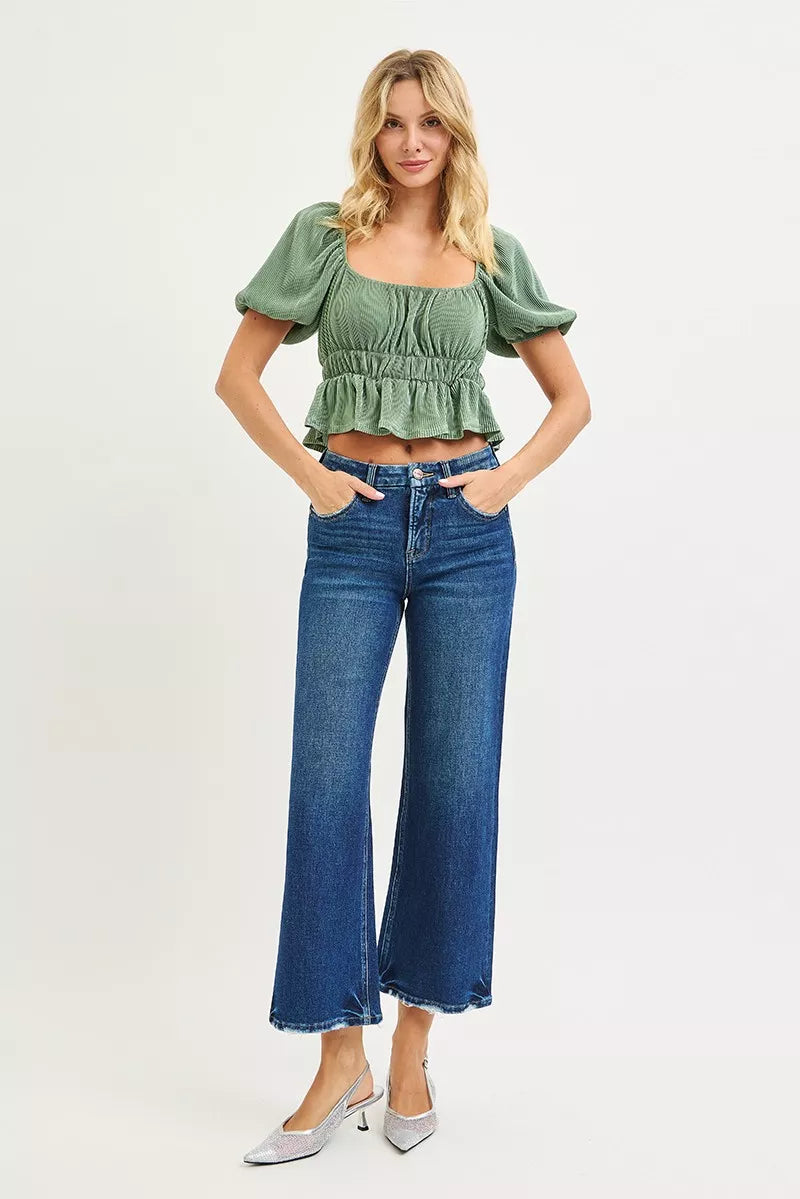 Tummy Control Crop Wide Jeans — view 6