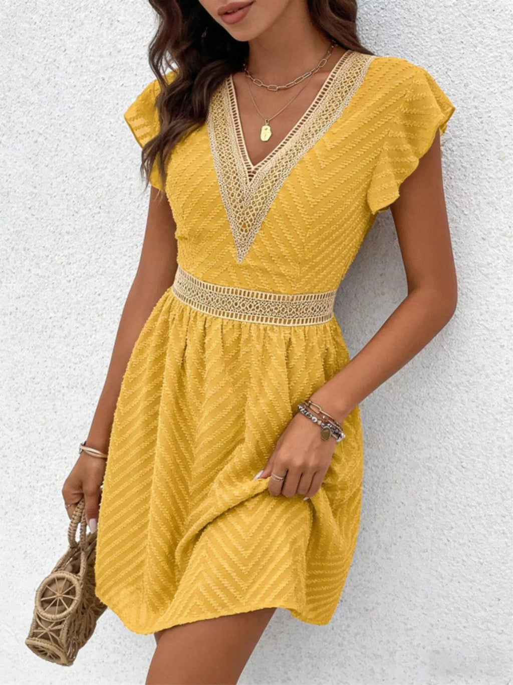V-Neck Ruffle Mini Dress — view 13