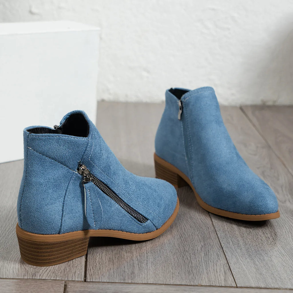 Side Zip Ankle Boots with Block Heel — view 8