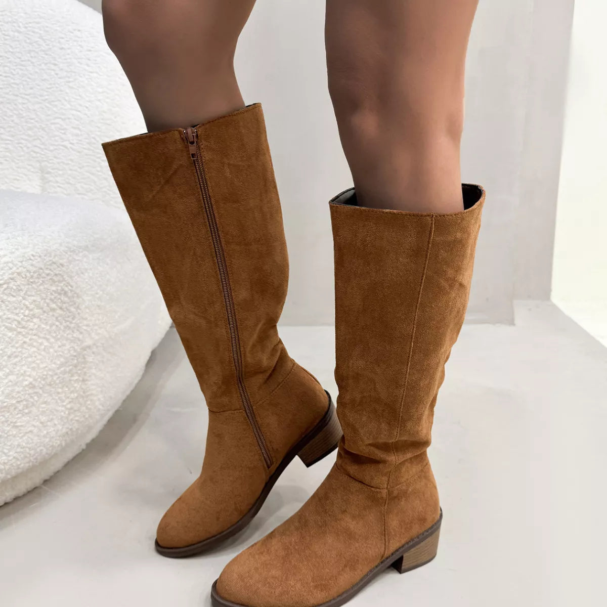 Round Toe Block Heels Boots — view 10