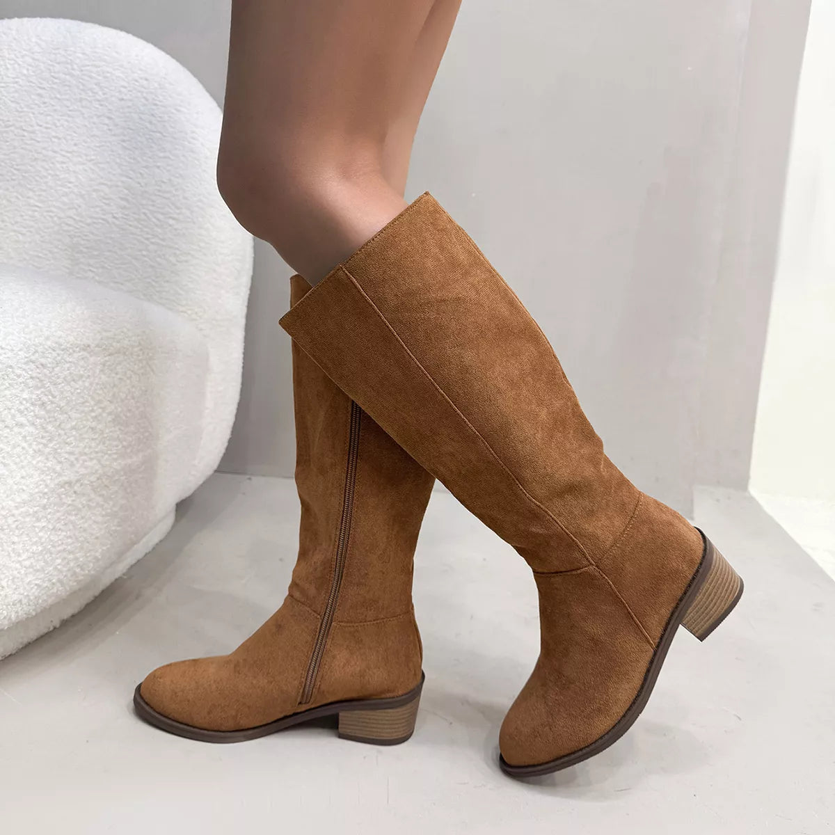 Round Toe Block Heels Boots — view 13