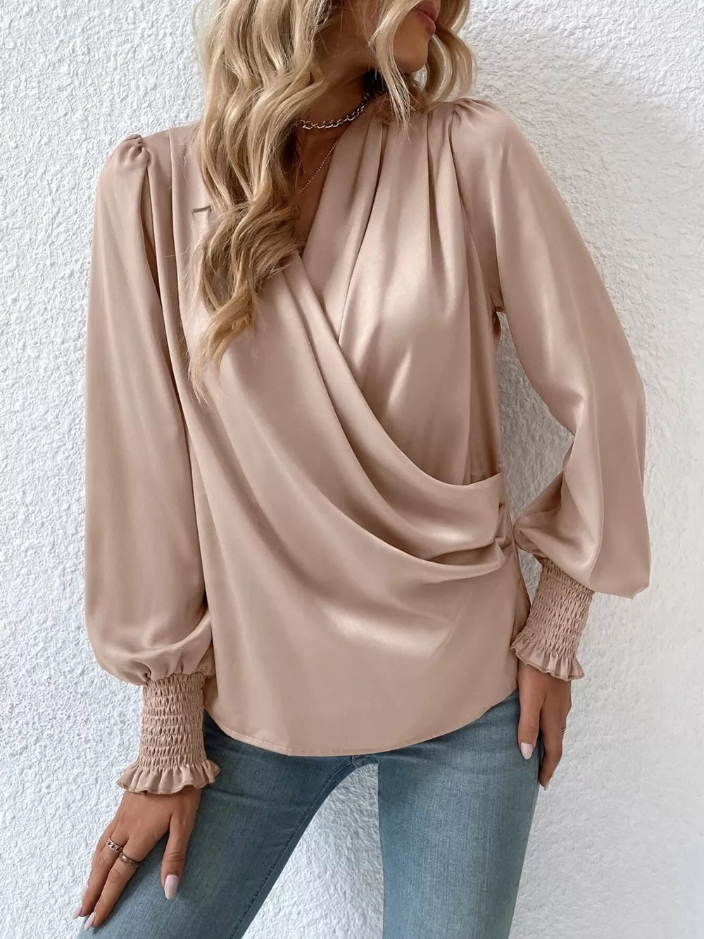 Surplice Lantern Sleeve Blouse — view 3