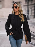 Tie Waist Long Sleeve Blouse
