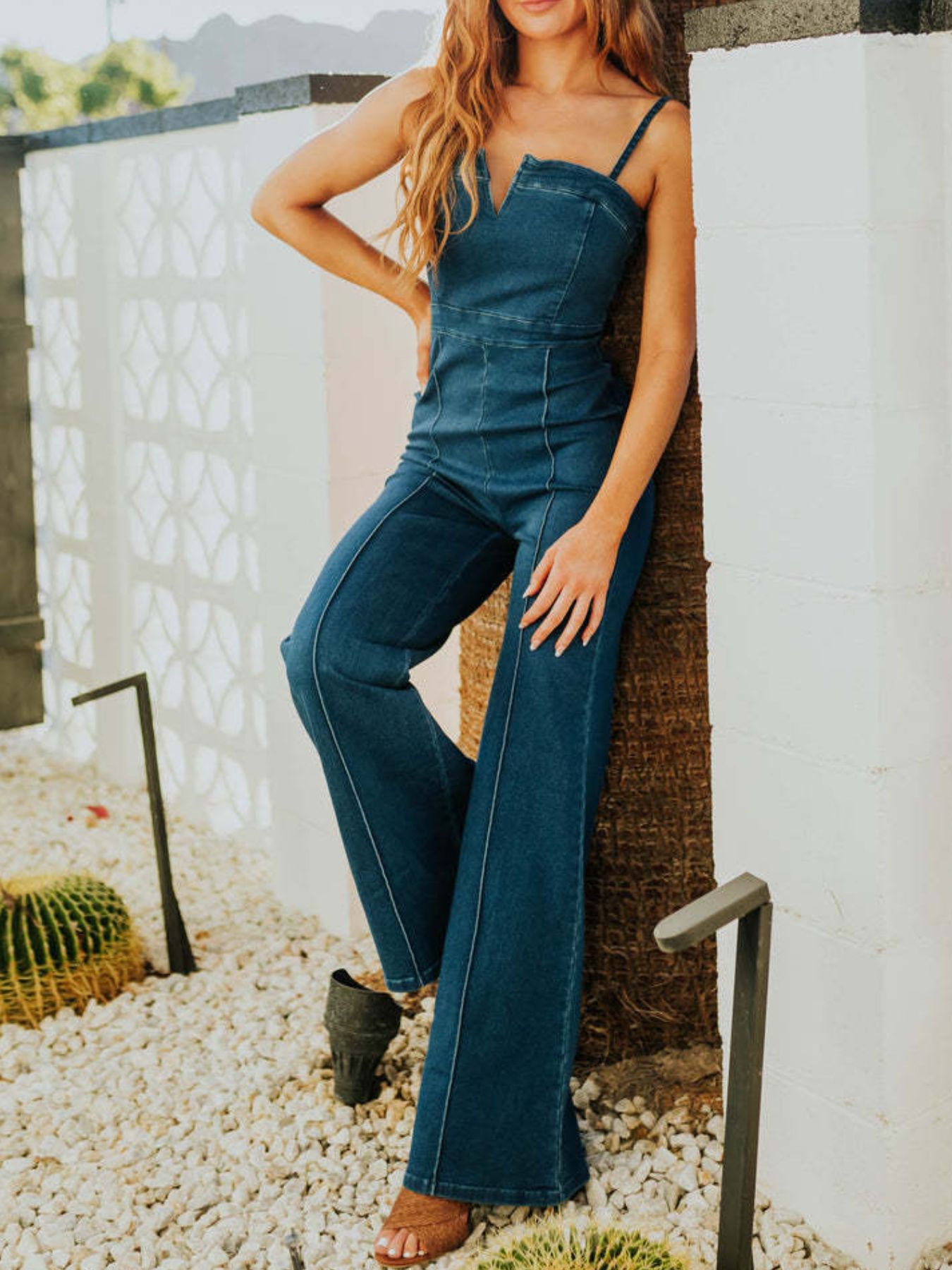 Spaghetti Strap Denim Jumpsuit — view 3
