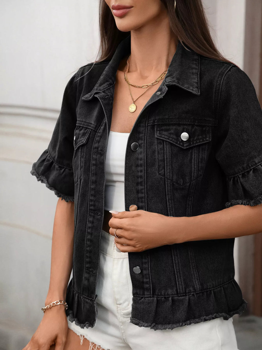 Raw Hem Denim Jacket — view 9