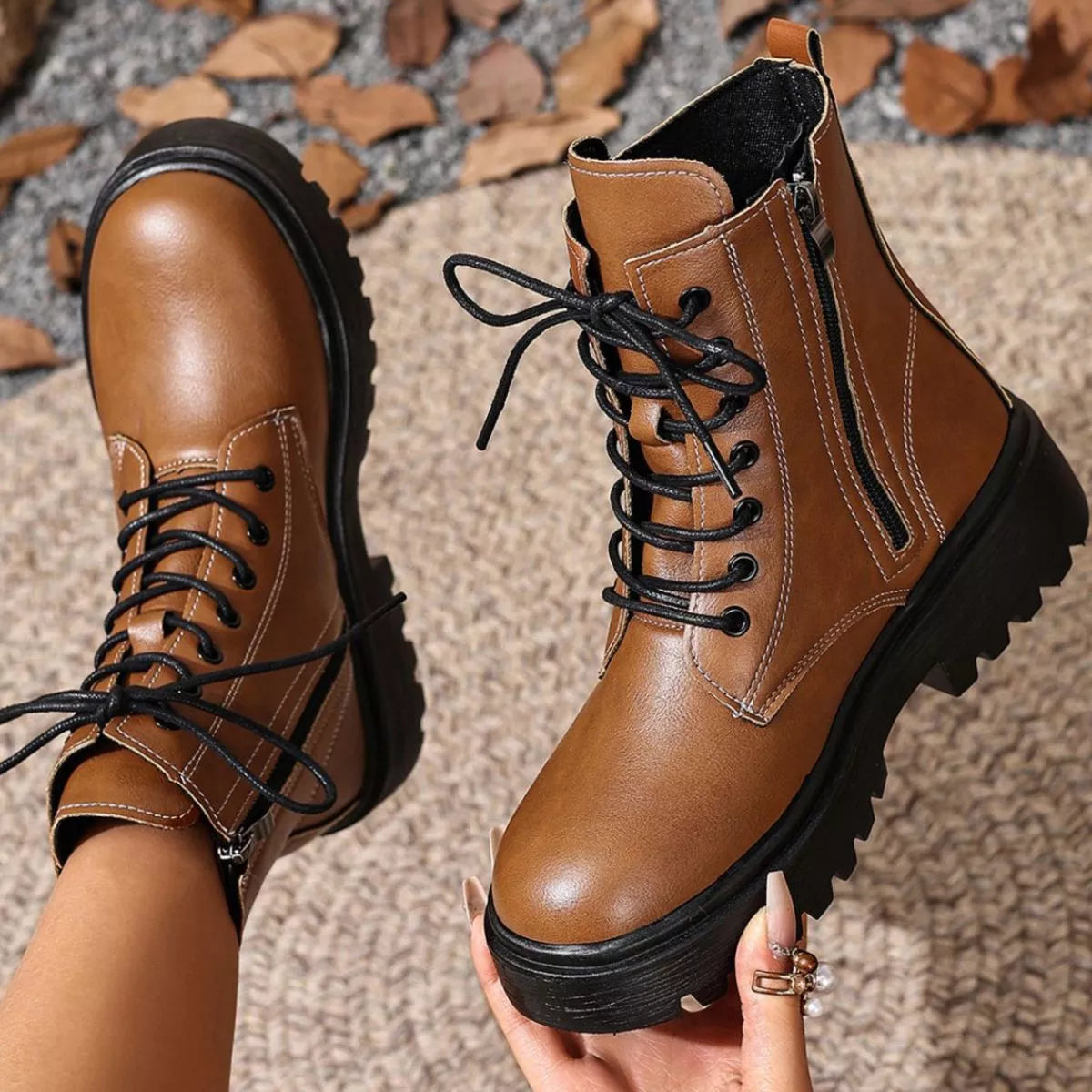 Round Toe Block Heels Boots — view 2