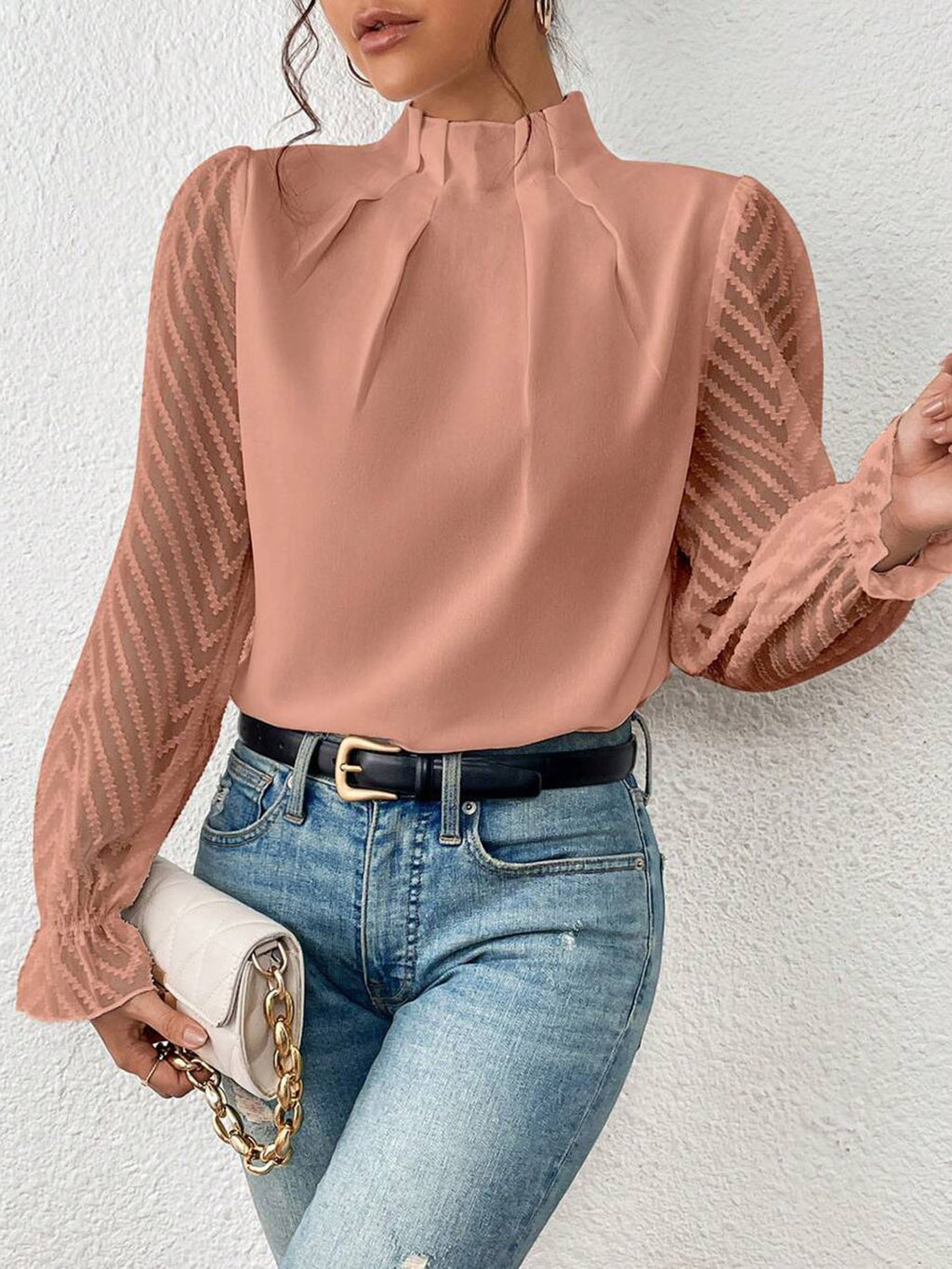 Mock Neck Flounce Blouse — view 11