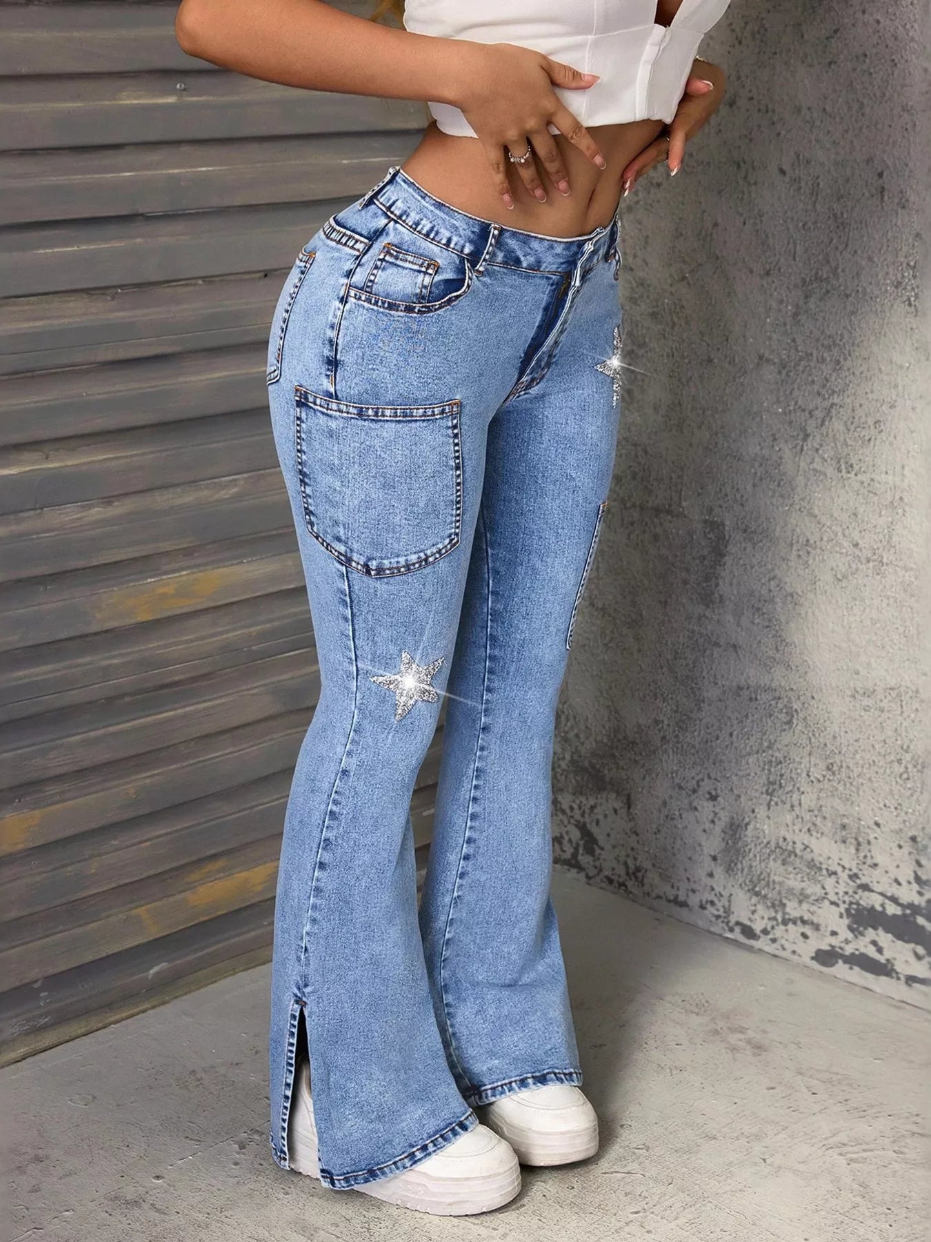 Slit Star Flare Jeans — view 3