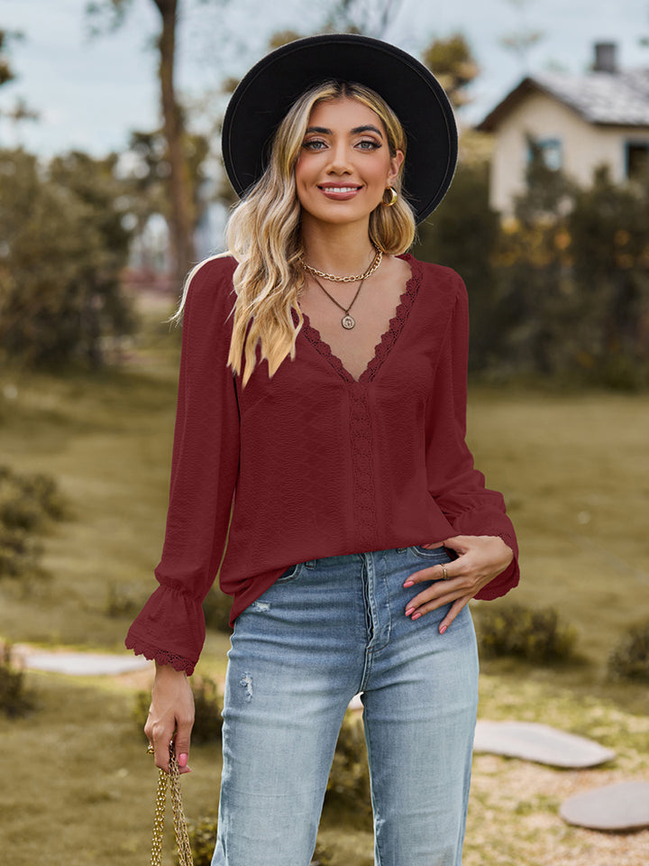 V-Neck Flounce Blouse — view 13