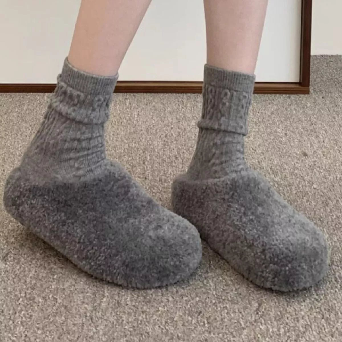 Round Toe Fuzzy Indoor Slippers — view 3