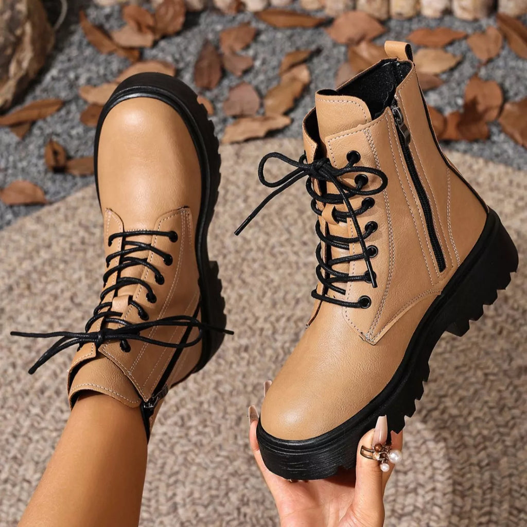Lace-Up Ankle Combat Boots — view 6