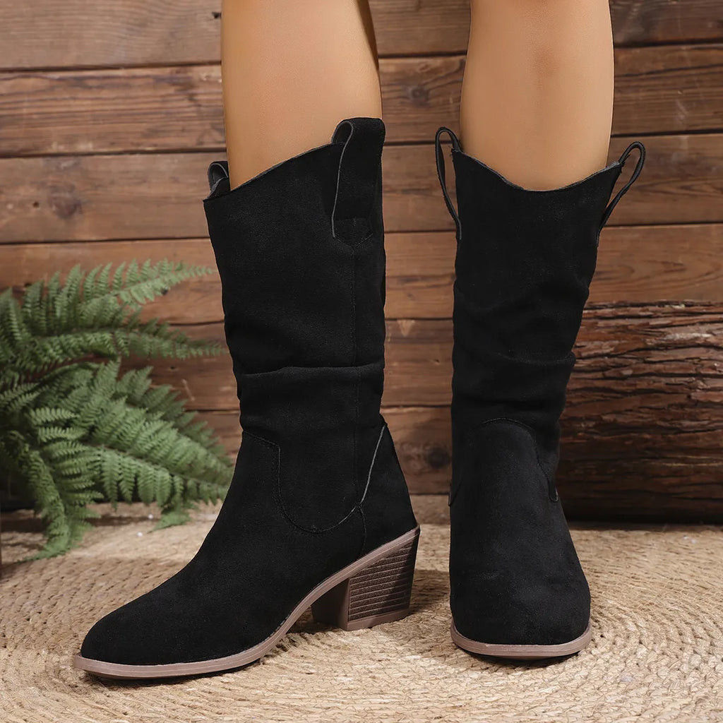 Suede Block Heels Boots — view 2