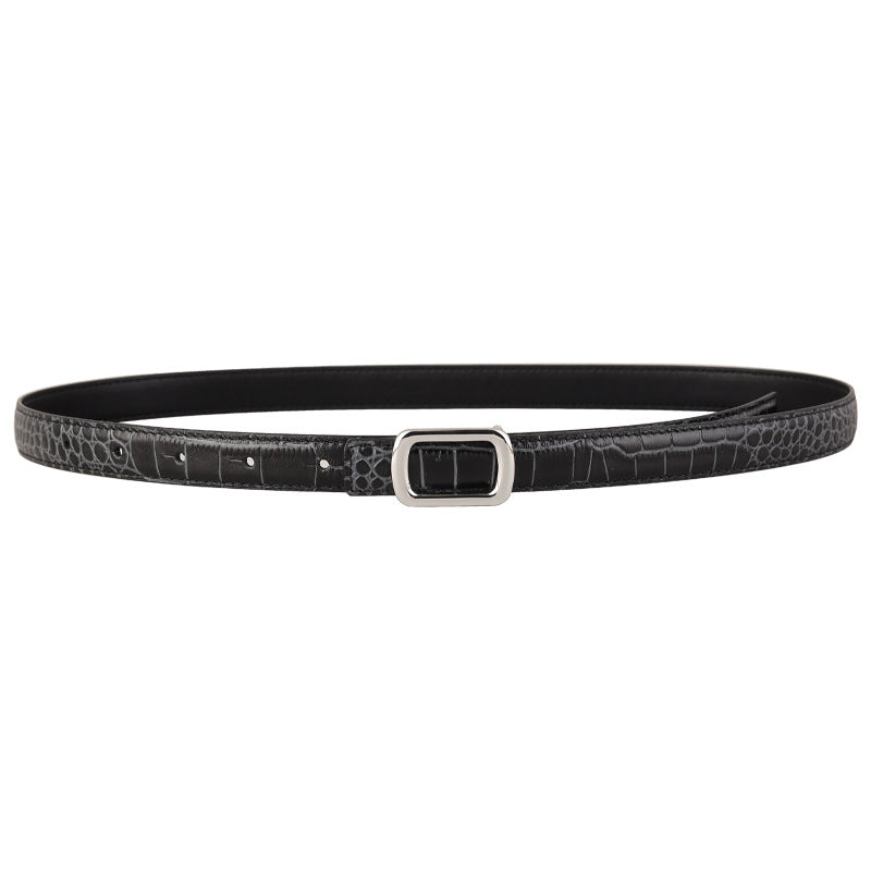 Croc Embossed Leather Belt — view 5