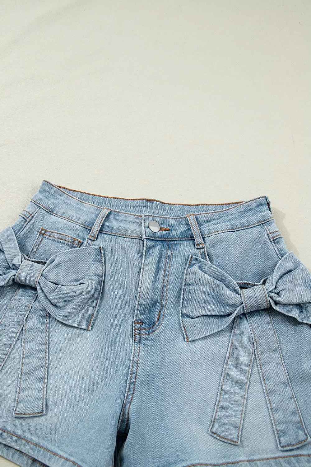 Bow Detail Denim Shorts — view 6