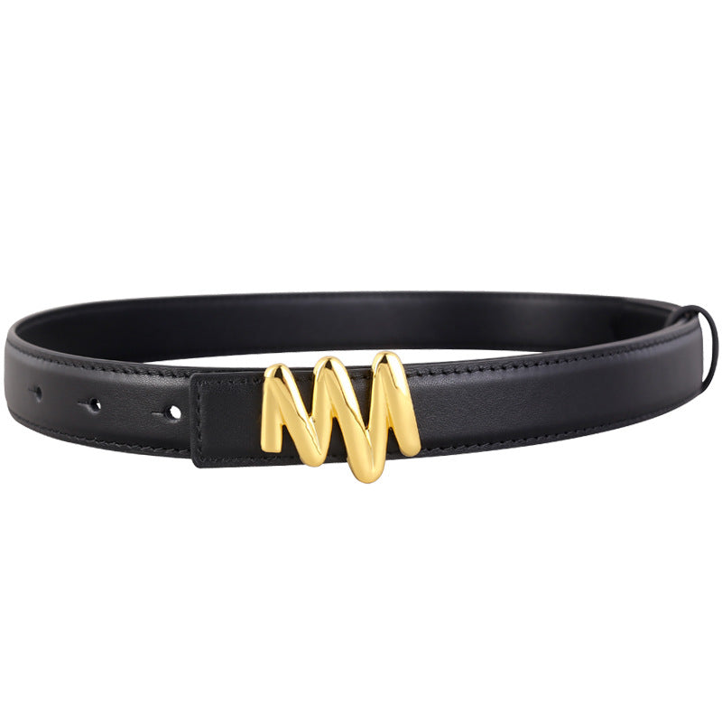 Gold Buckle Leather Belt — view 2