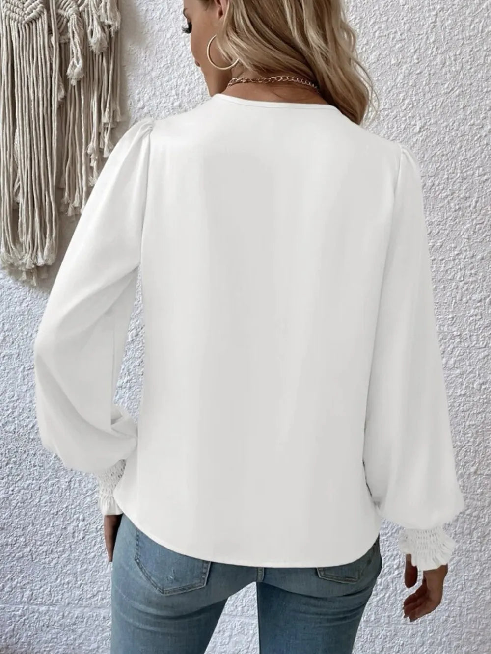Surplice Lantern Sleeve Blouse — view 5