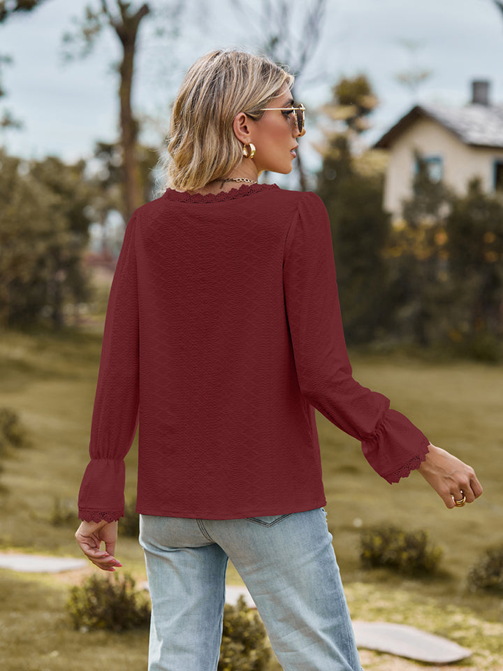 V-Neck Flounce Blouse — view 14