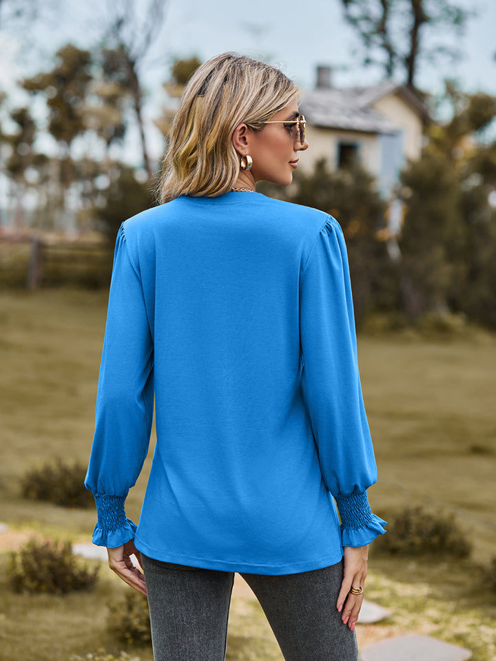 Notched Flounce Sleeve Blouse — view 2