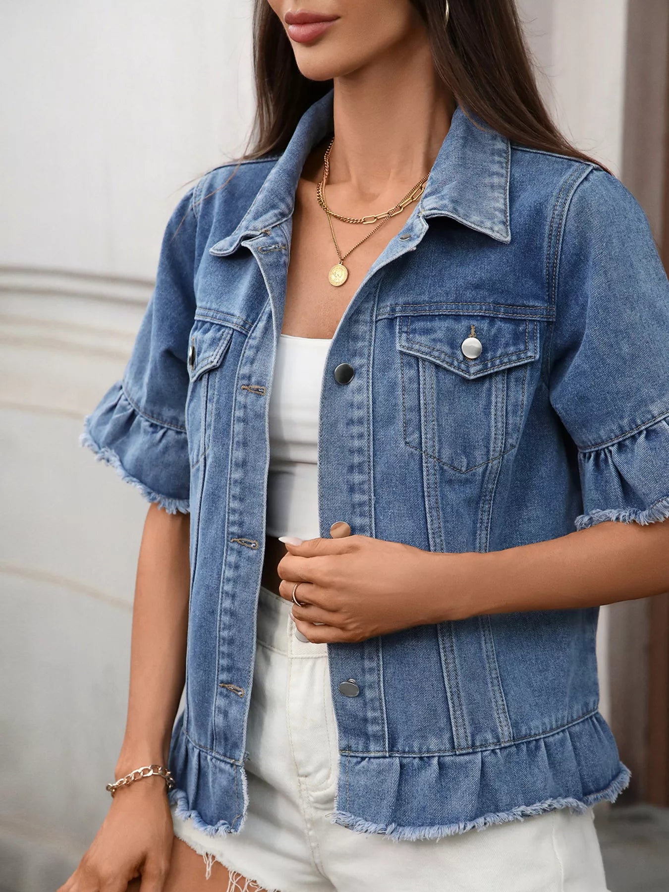 Raw Hem Denim Jacket — view 5