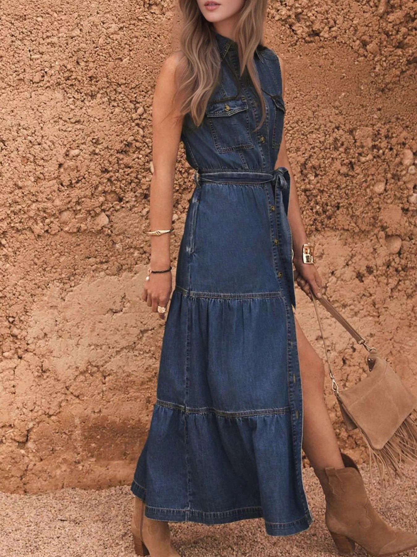 Sleeveless Denim Dress — view 4