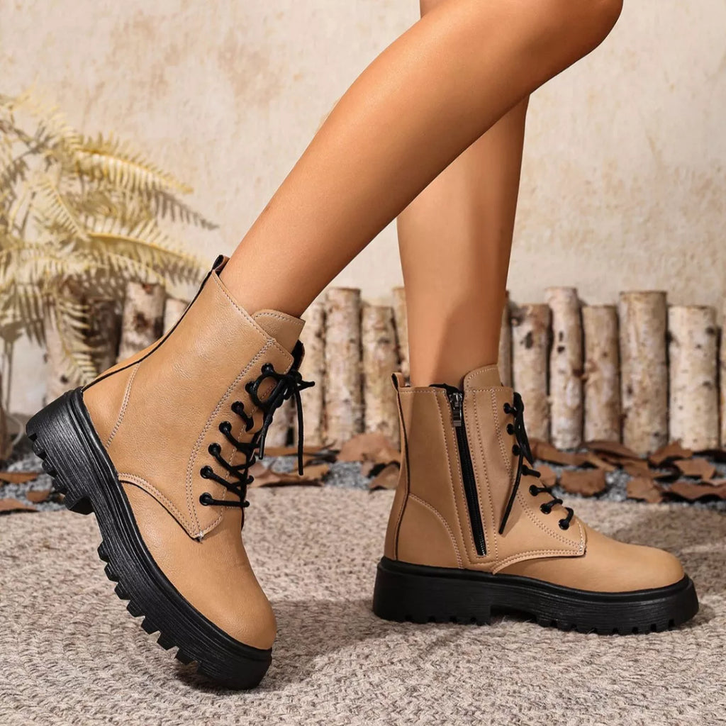 Lace-Up Ankle Combat Boots — view 5
