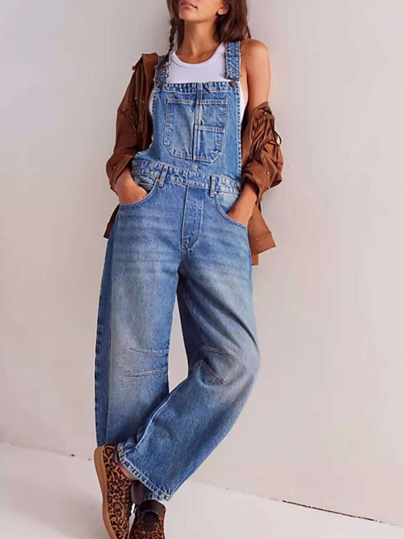Wide Strap Denim Overalls — view 4