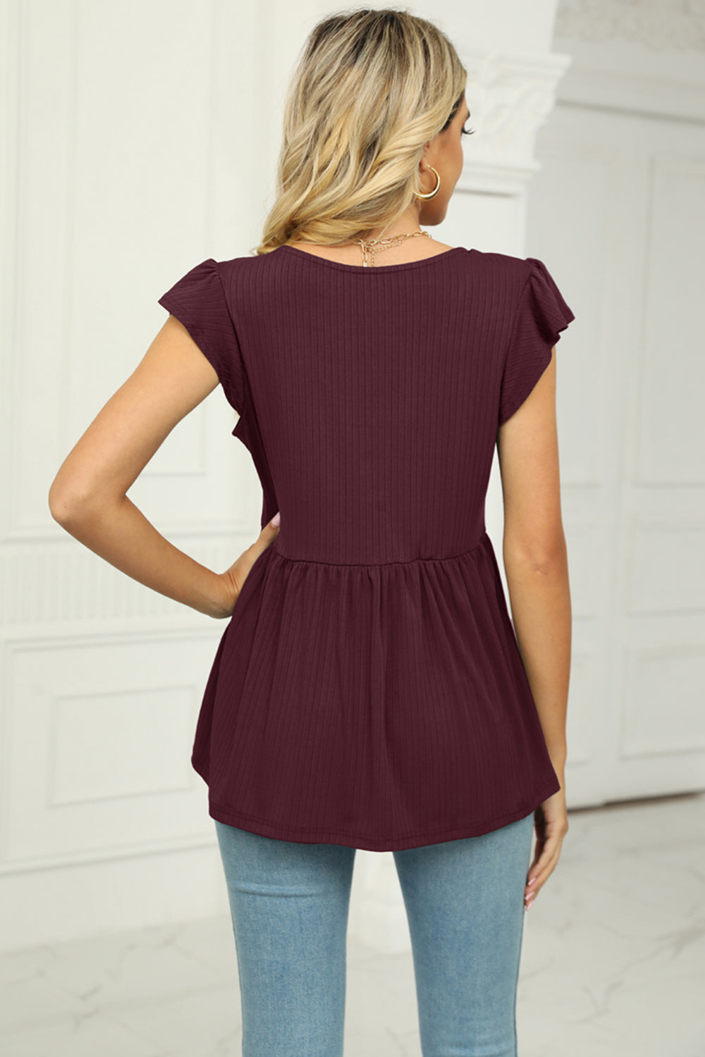 V-Neck Babydoll Blouse — view 2
