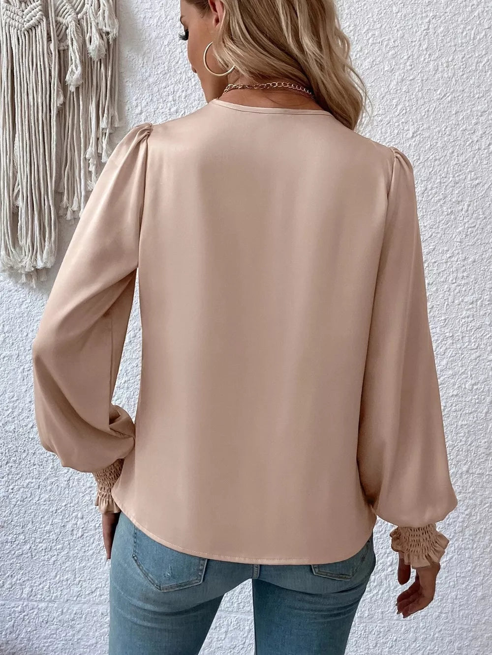 Surplice Lantern Sleeve Blouse — view 2