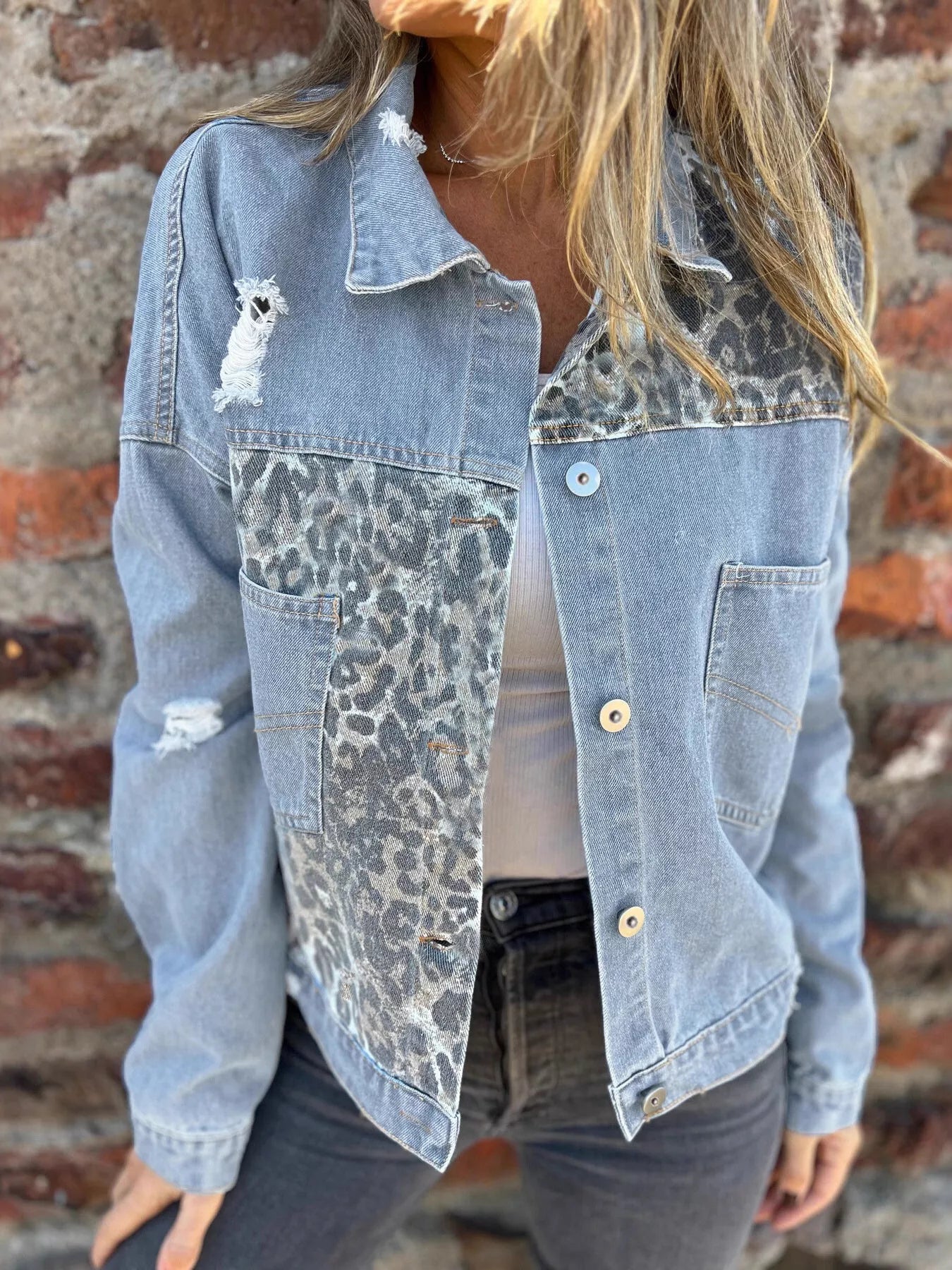 Leopard Denim Jacket