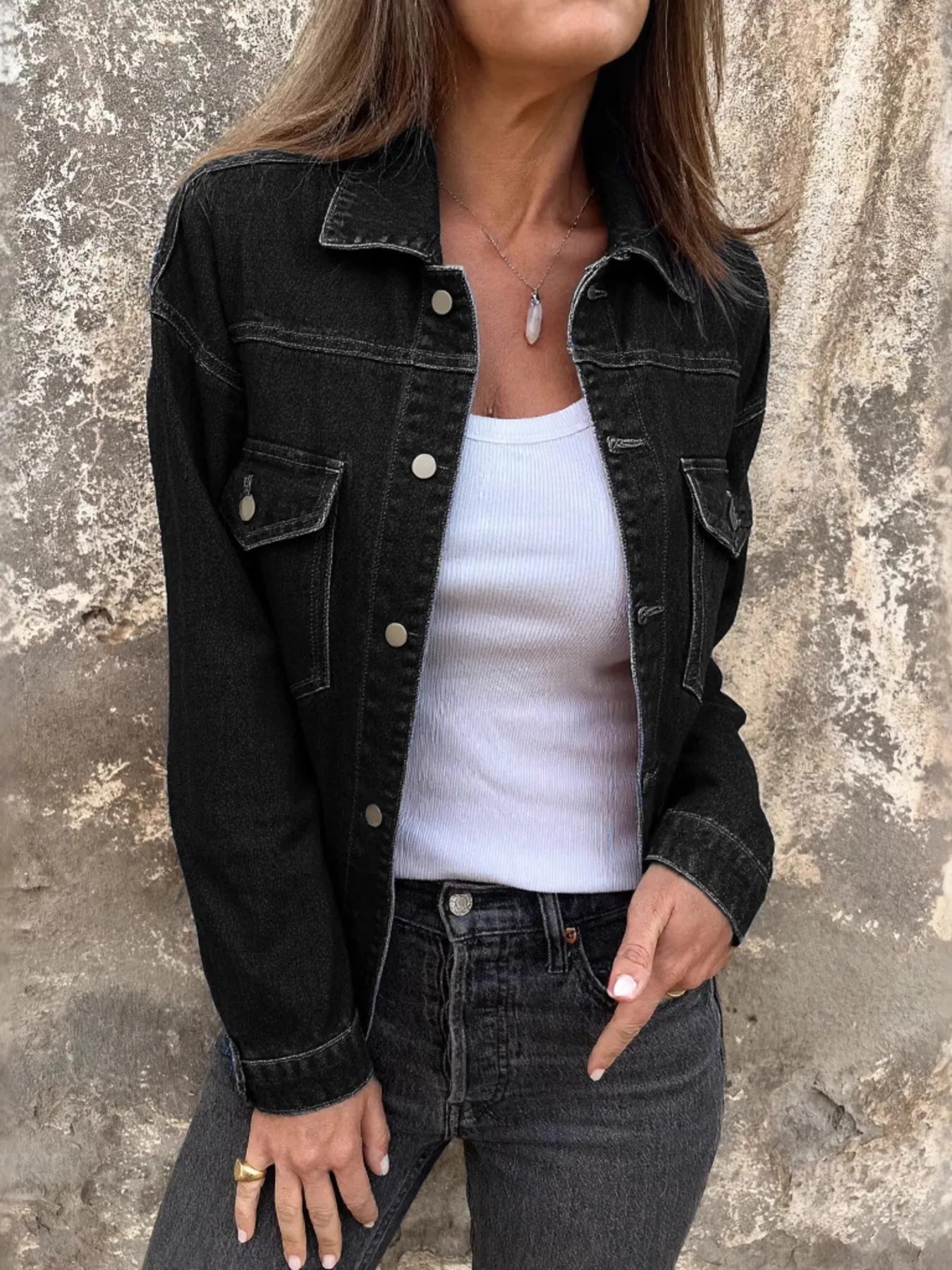 Button-Up Denim Jacket — view 4