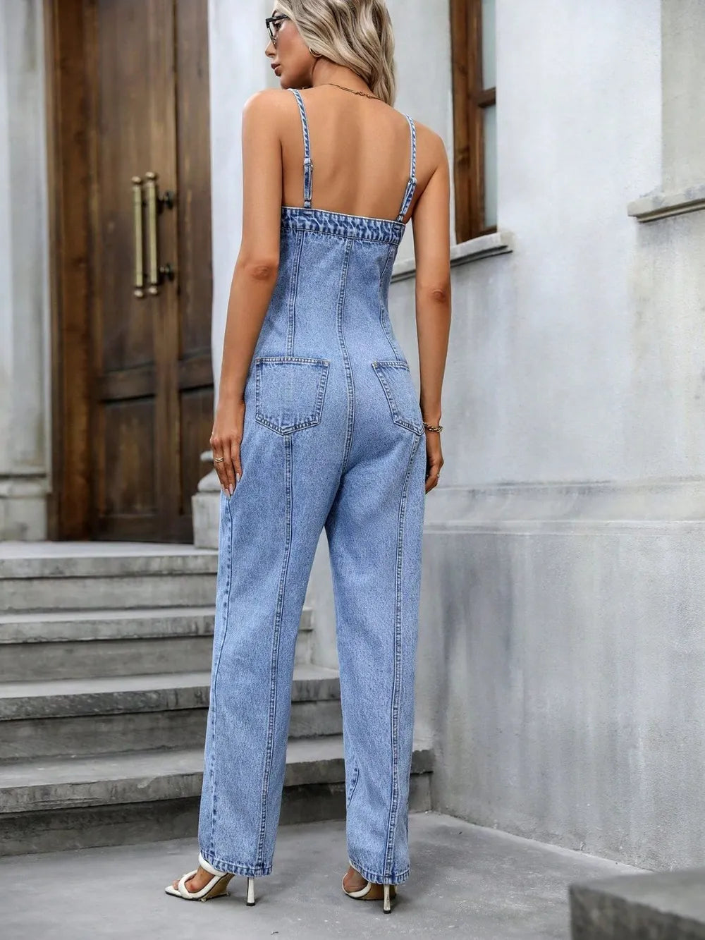 Pocket Spaghetti Strap Overalls — view 2