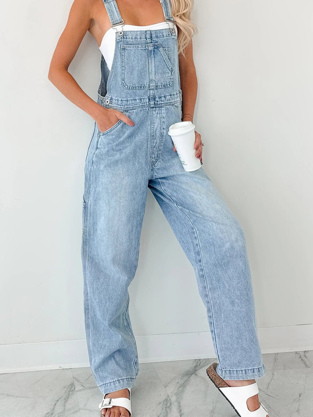 Wide Strap Relaxed Overalls — view 4