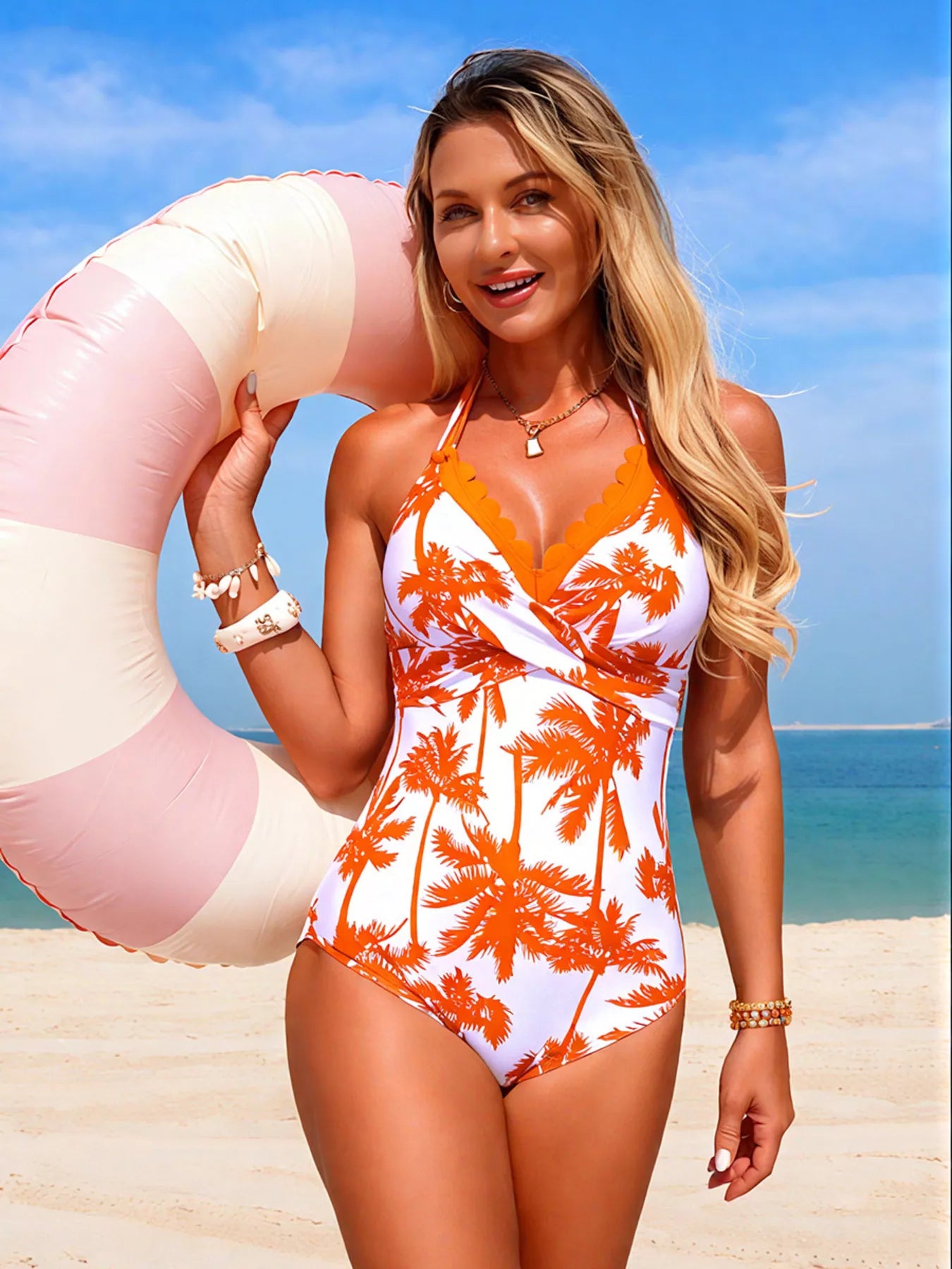 Tropical Palm Halter One-Piece — view 16