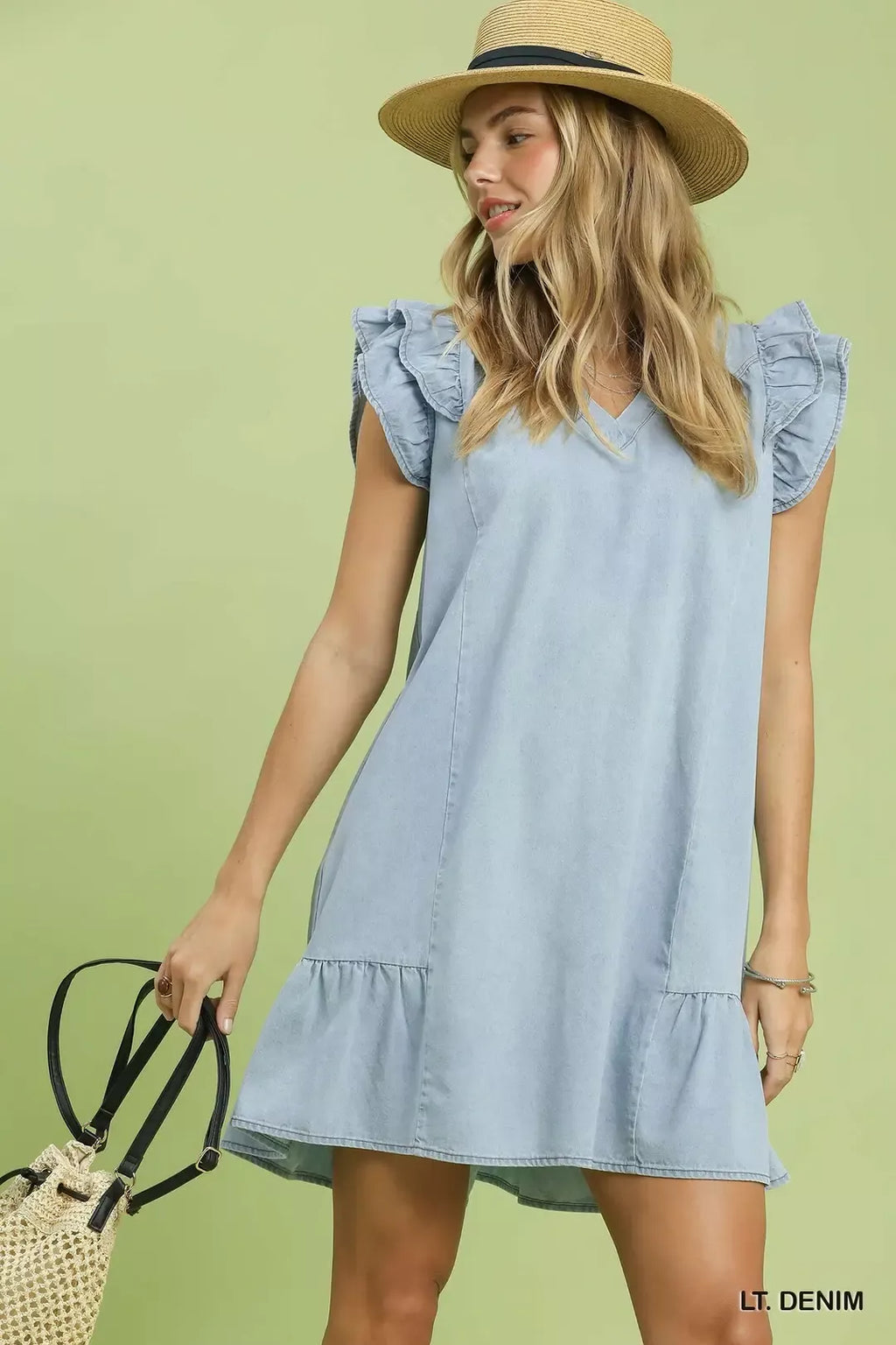 Chambray Ruffled Dress — view 4