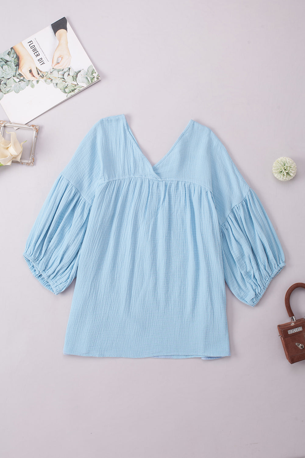 Dropped Shoulder V-Neck Blouse — view 28