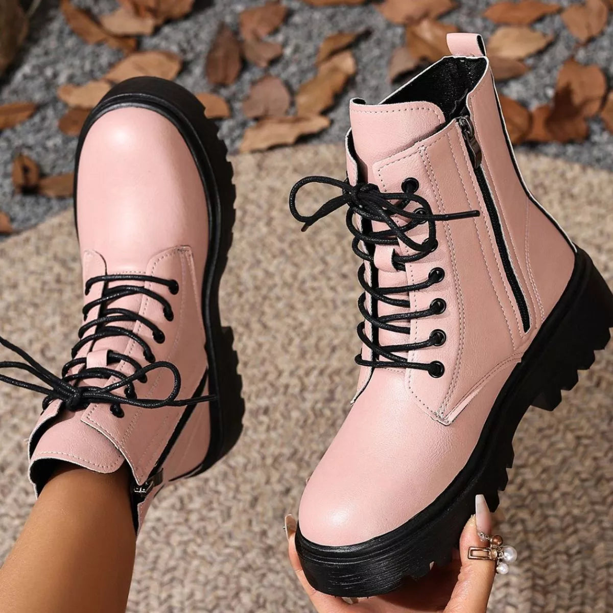Round Toe Block Heels Boots — view 9