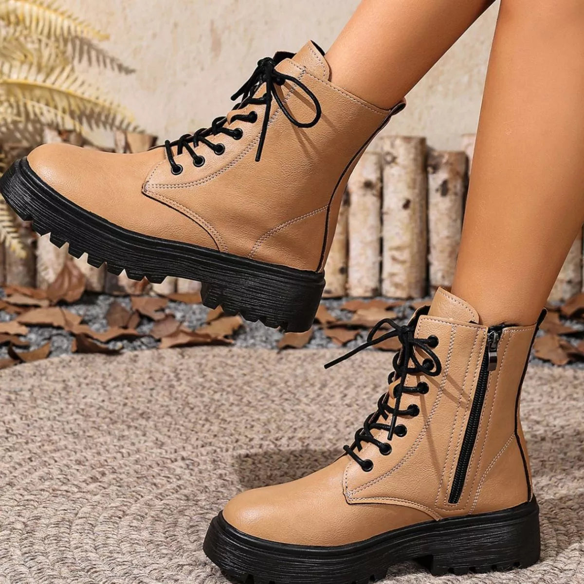 Round Toe Block Heels Boots — view 18