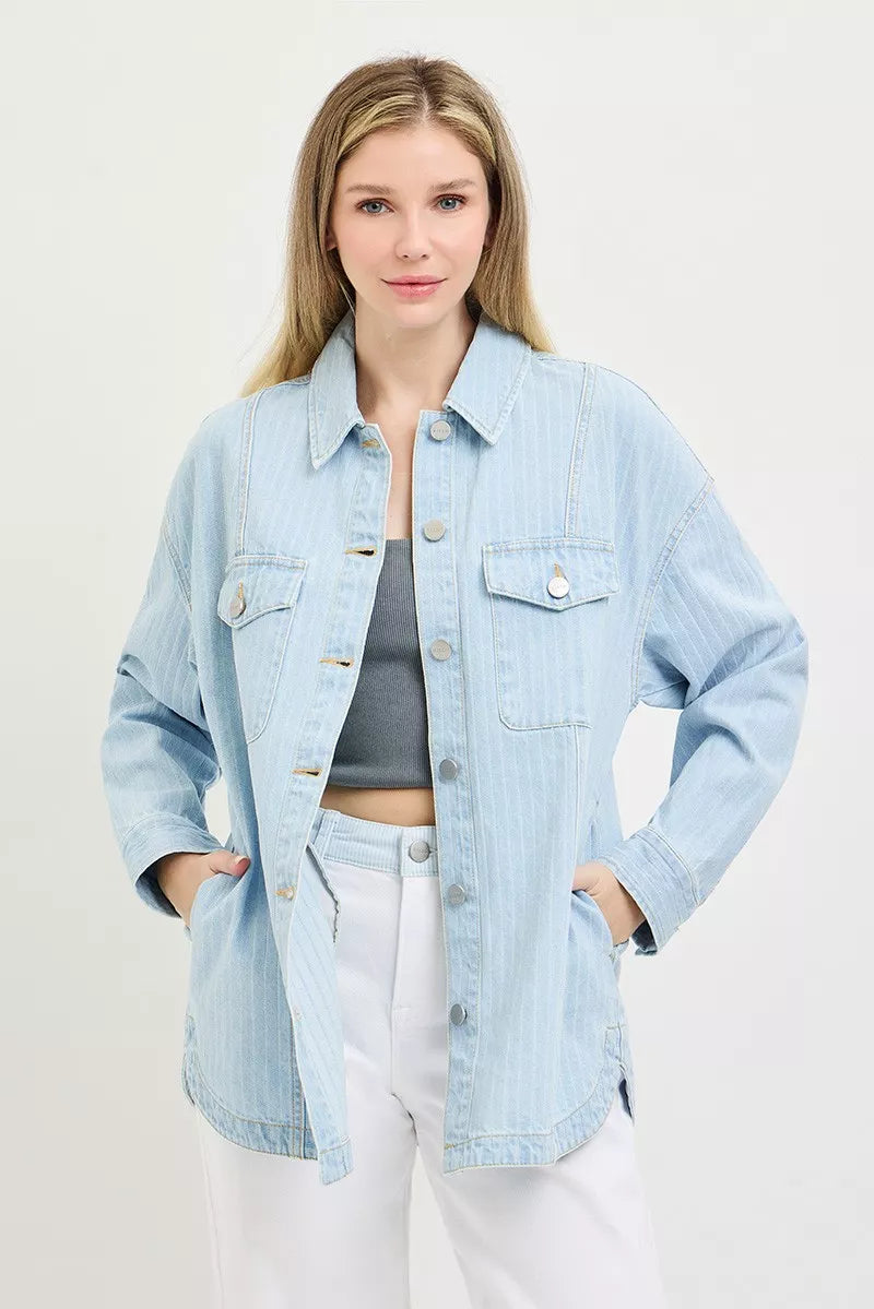 RISEN Stripe Denim Shaket