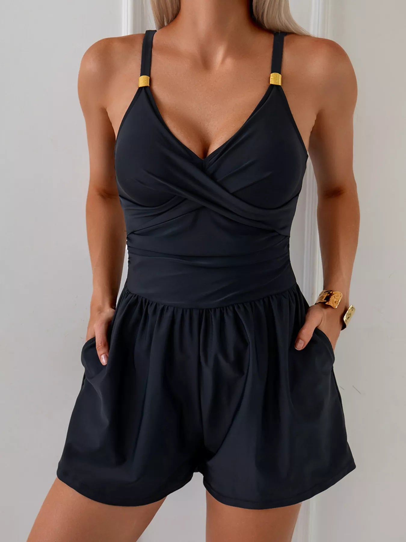 V-Neck Spaghetti Strap One-Piece — view 6