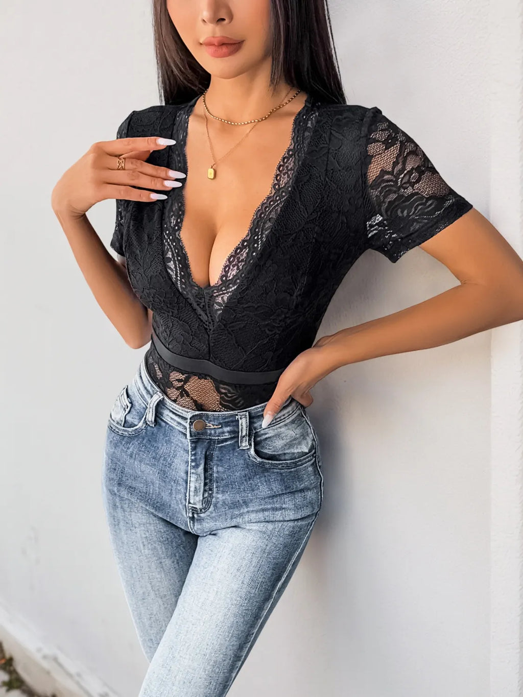 Lace Plunge Bodysuit — view 2