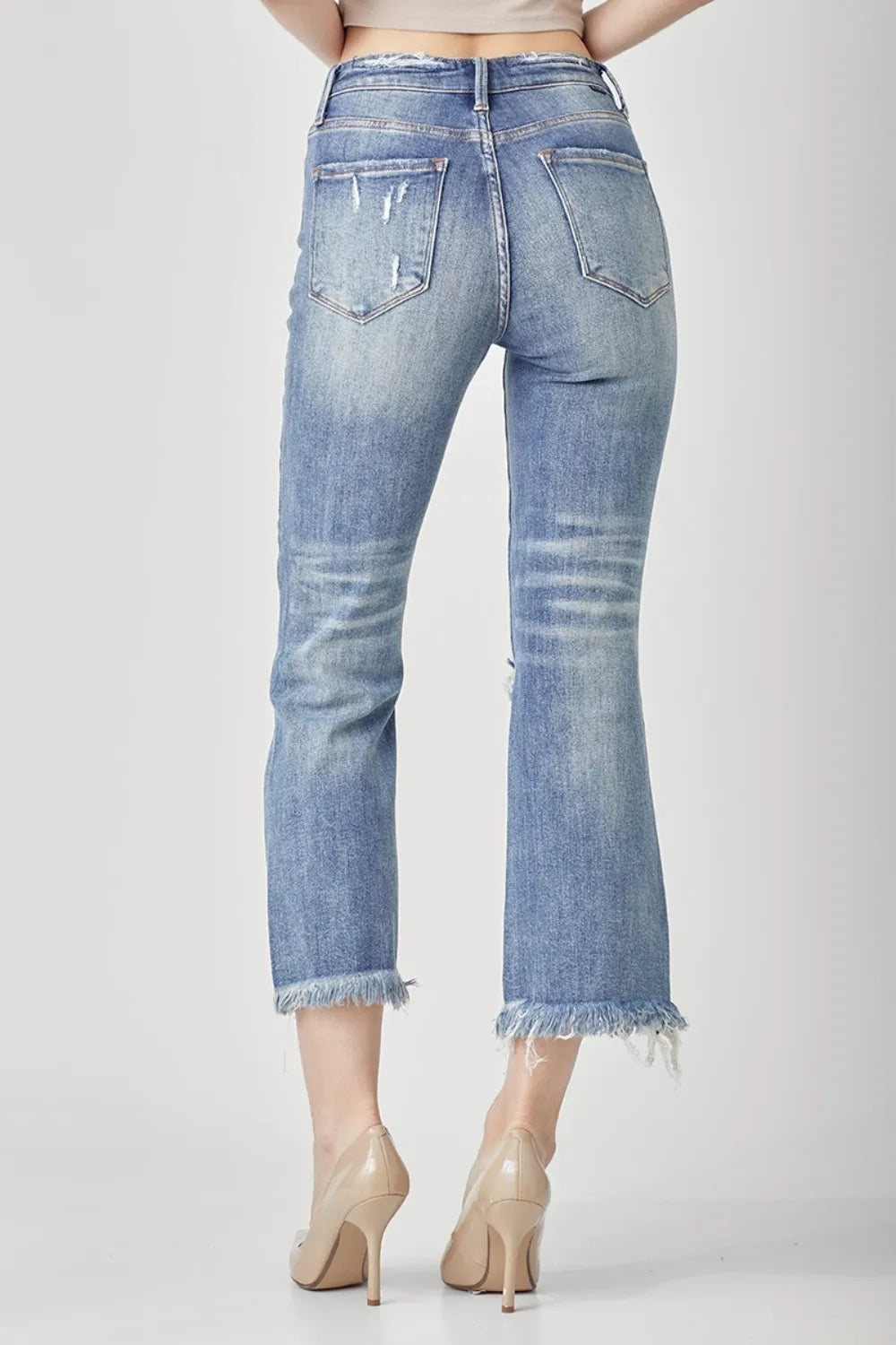 Distressed Cropped Bootcut Jeans — view 2