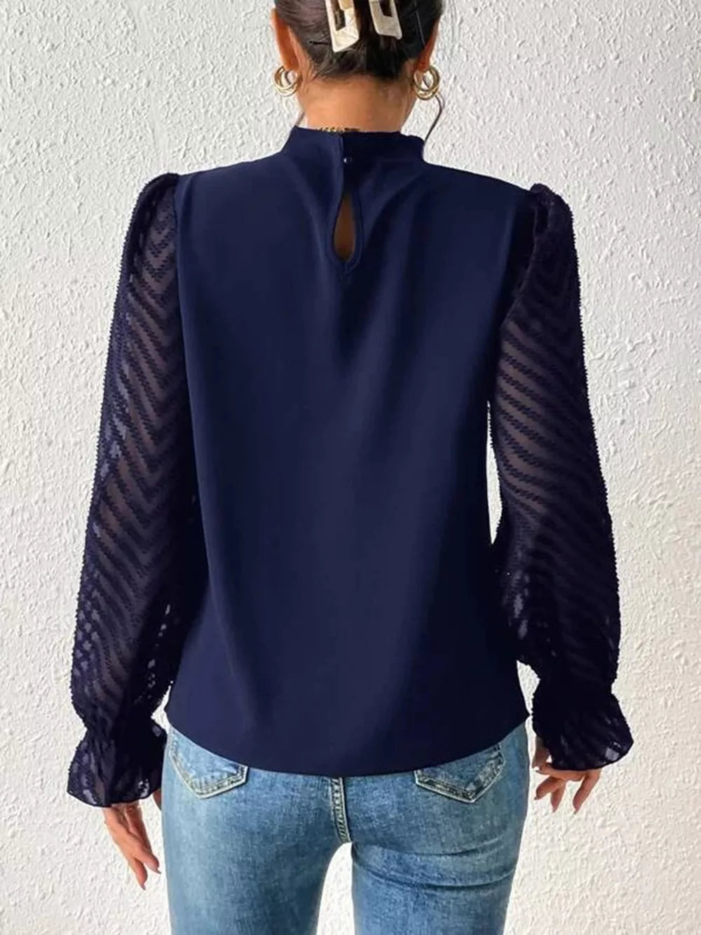 Mock Neck Flounce Blouse — view 2