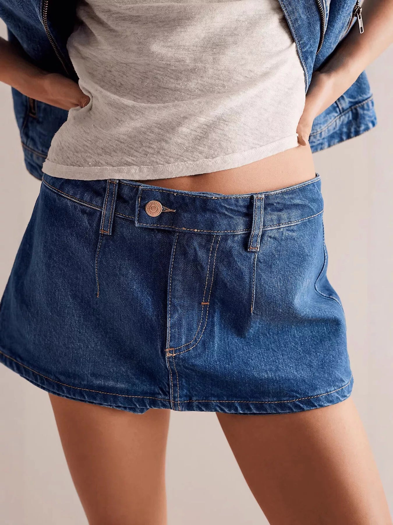 Classic Wash Denim Skort — view 2