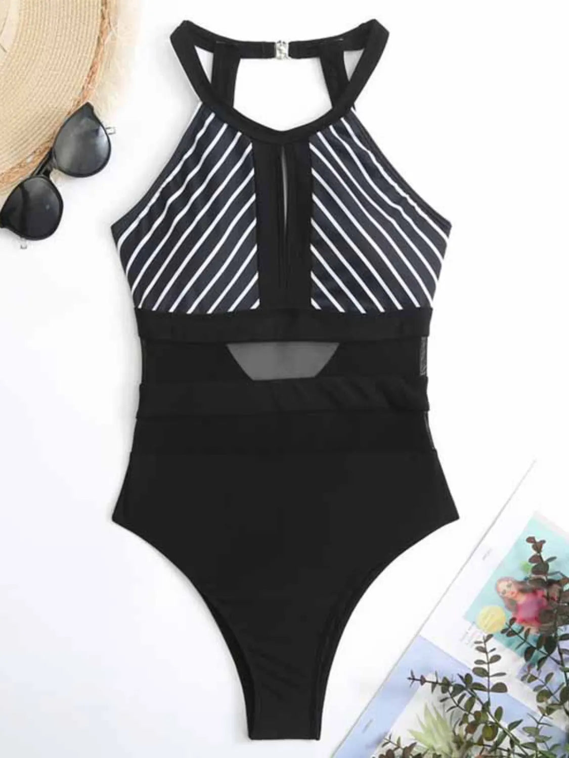 Mesh Backless Striped One-Piece — view 8