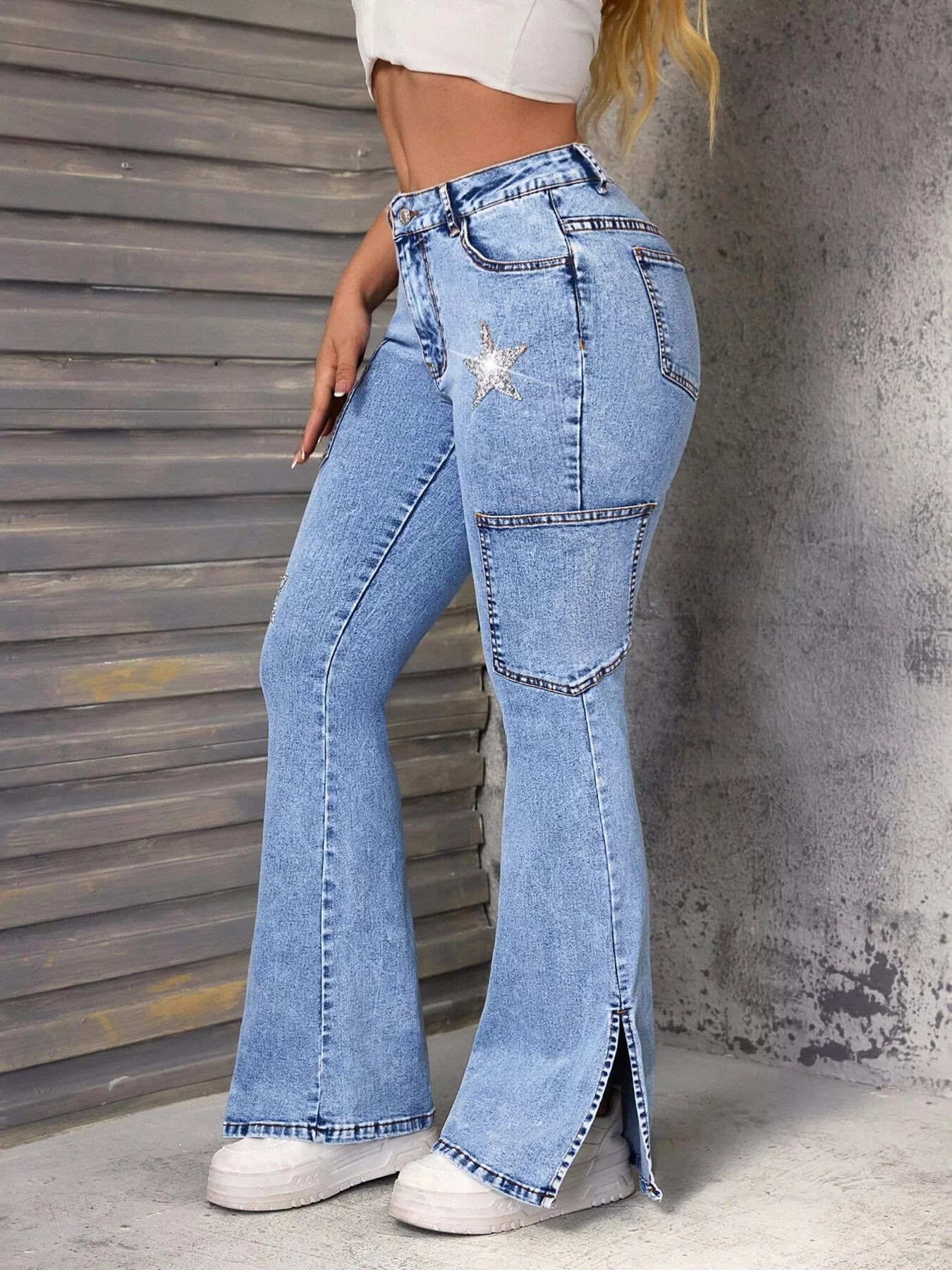 Slit Star Flare Jeans — view 4
